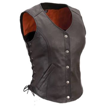 Ladies Motorcycle Vest Leather with Side Laces