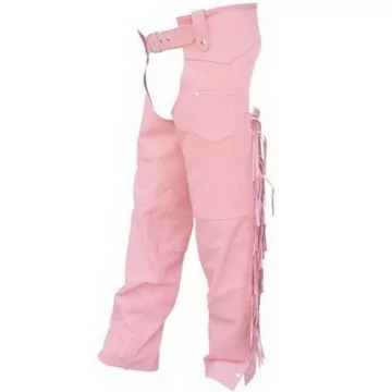 Chaps in pelle intrecciata rosa per donne