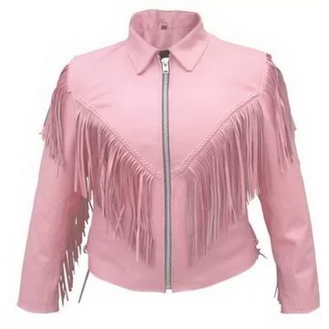 Light Pink Women's Jacket with Fringe