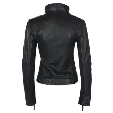 Damen schwarze Lederjacke