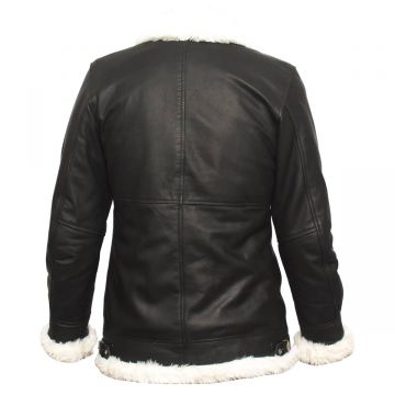 Long Leather Jacket With Fur