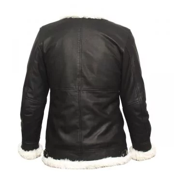 sheepskin leather jacket with artificial fur lining