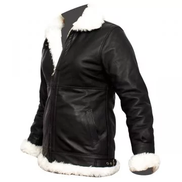 women's fur lined leather jacket black