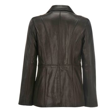 3 Button Leather Blazer For Women