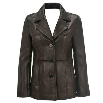 3 Button Leather Blazer