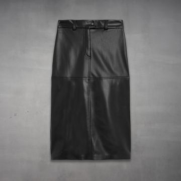 jupe midi en cuir