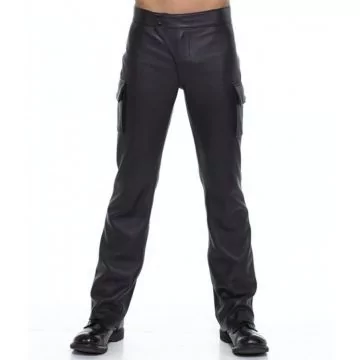black leather pants men