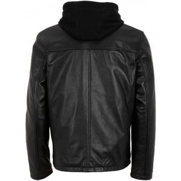 Leder Herren Freizeitjacke mit Kapuze
