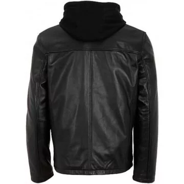 Veste en cuir pour hommes décontractée avec capuche