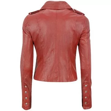 Cutaway Asymmetrical Leather Jacket Womens