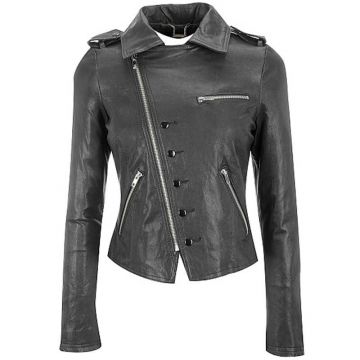 Chaqueta De Cuero Roja Mujer