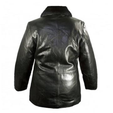 Chaqueta de cuero con cuello de pelo