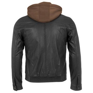 Giacca di pelle con cappuccio da uomo