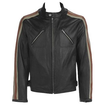 Veste en cuir avec des rayures