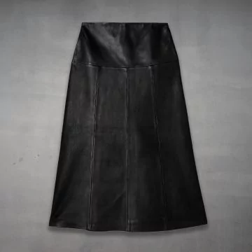 Jupe en Cuir Noir Femme