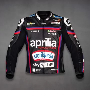 Blouson de course Aprilia inspiré de Jorge Martin MotoGP 2025, vue de face