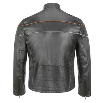Moto-Ledermantel mit Brustpaspelierung