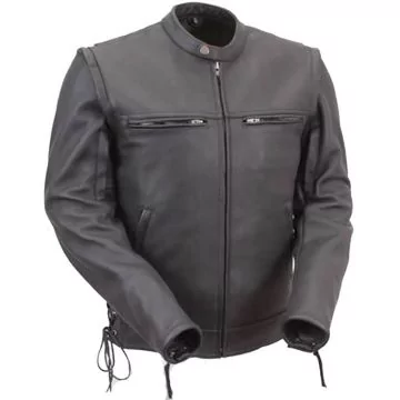 men's leather jacket zip-off sleeves convertible