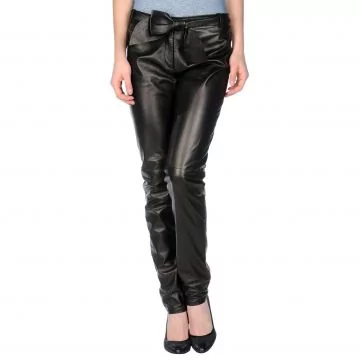 Pantalons en cuir noir femmes