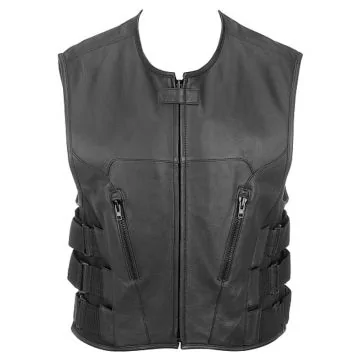 mens biker style cowhide leather vest