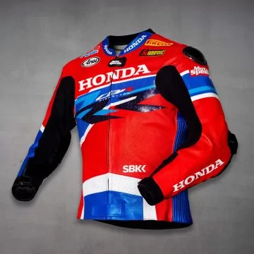 Leon Haslam 2020 WSBK replica leather jacket, left side view