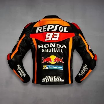 Motorrad Biker Jacke Marc Marquez Honda Repsol 2017 Rückansicht