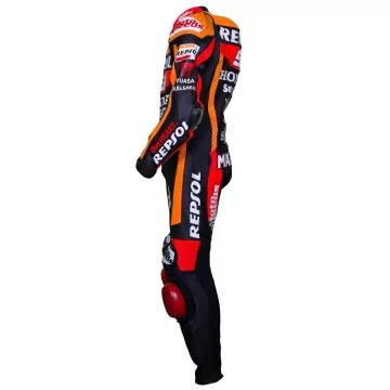 black leather motorcycle racing suit
