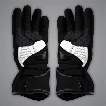Marquez black and white race gloves, palm view