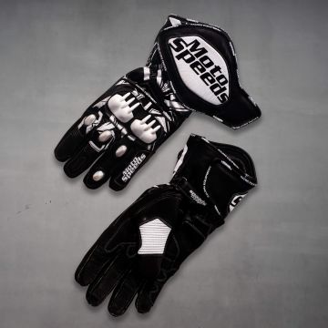 Marc Marquez White and Black Motorcycle Gloves MotoGP 2023 upper and lower view