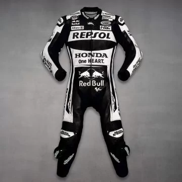 Combinaison moto réplique Marc Marquez, test hivernal Honda 2022-23, vue de face