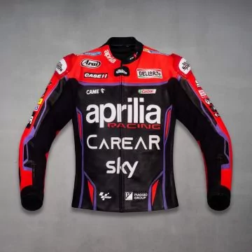 Veste MotoGP Maverick Vinales 2023 noire, violette et rouge, vue de face