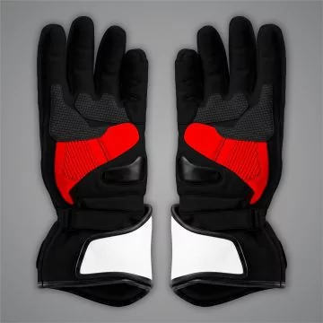 Maverick Vinales Black Red Motorcycle Gloves MotoGP 2024 back view