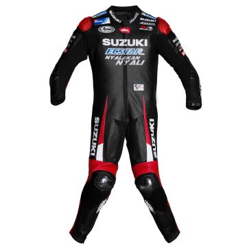 Maverick Vinales Suzuki Black Leather Motorcycle Suit 2016