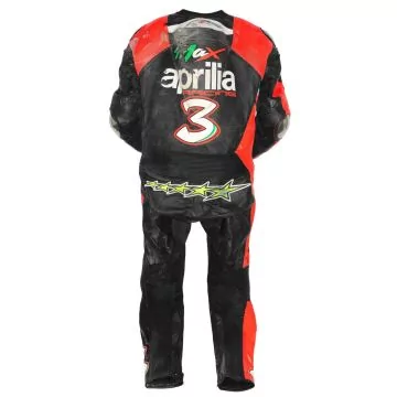 Max Biaggi Aprilia WSBK replika skinndrakt i svart, bakfra