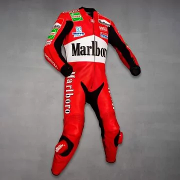 Max Biaggi 1997 Honda leather race suit, right view