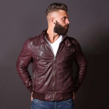 Braune Leder-Bomberjacke