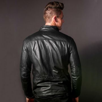Veste en cuir glacé pour homme
