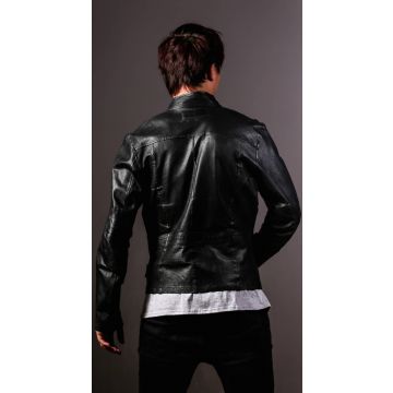 Chaqueta de camisa de cuero de acero para hombre