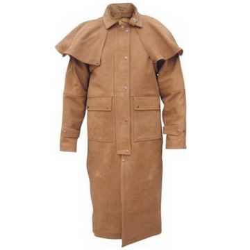 Cappotto Duster in Pelle Marrone da Uomo