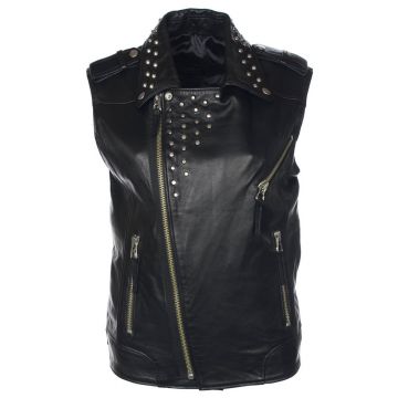 Leder Gilet Männer mit Nieten Kragen
