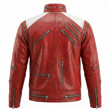 新品　 Lサイズ　光沢レッドジャケット　Beat It マイケルジャクソン Michael Jackson Beat It Leather Jacket - Screen Replica