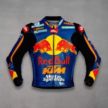 Мотокуртка Miguel Oliveira (Мигель Оливейра) MotoGP 2021, синяя с оранжевым, реплика Red Bull KTM, вид спереди