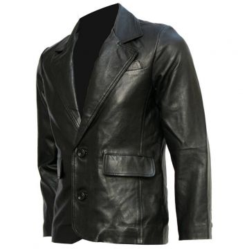 Leather Blazer Black