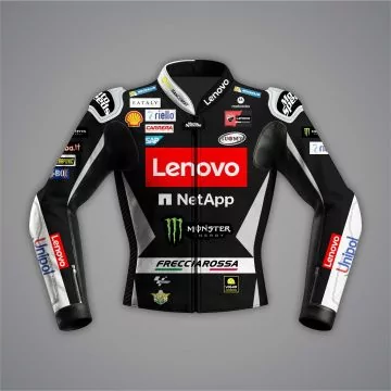 Francesco Bagnaia black MotoGP jacket, Ducati Winter Test 2025 replica, front view