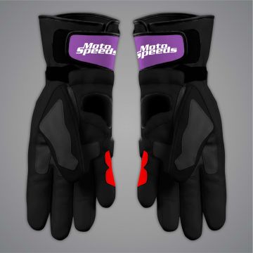Palm side of MotoGP racing gloves with TPU sliders and reinforced thumb grip