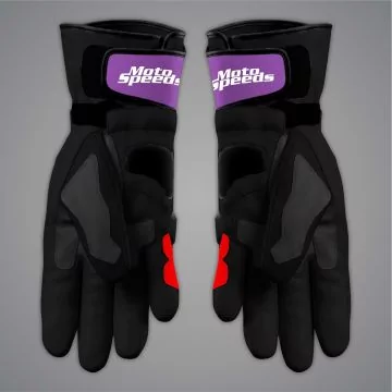 Palm side of MotoGP racing gloves with TPU sliders and reinforced thumb grip