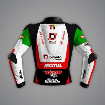 Axel Bassani Motorcycle Race Jacket Kawasaki SBK 2026 back view