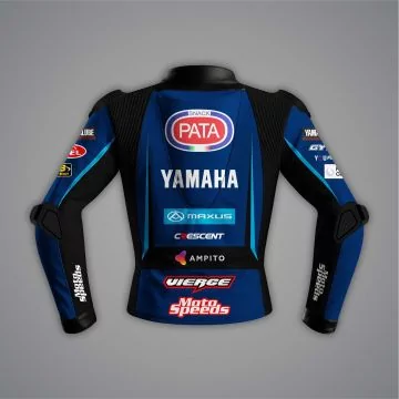 Veste de course en cuir Xavi Vierge Pata Maxus Yamaha, vue de dos