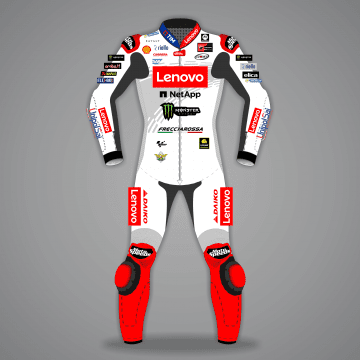 Macacão de Motocicleta Francesco Bagnaia Branco Teste de Inverno 2024