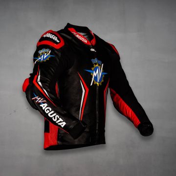mv agusta 2017 jaqueta de couro da motocicleta Vista Frontal Direita